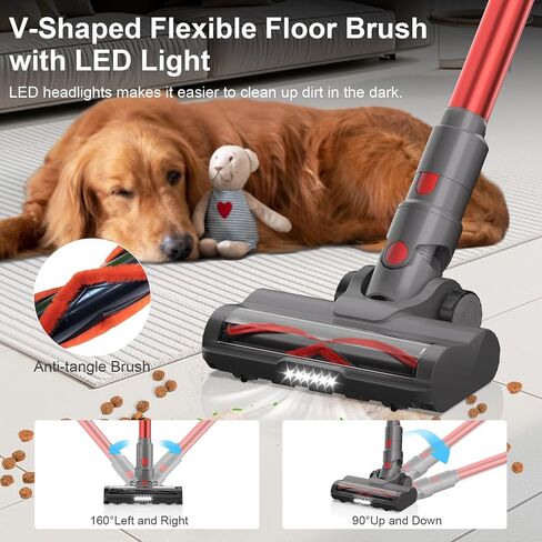 Cordless Stick Vacuum Cleaner, 55Mins Lightweight Vaccum with 250W Brushless Motor, LED Screen, Anti-Tangle Brush, 27KPA Rechargeable Wireless Vacuum Cleaner for Home Pet Hair Carpet Hard Floor in Saudi Arabia