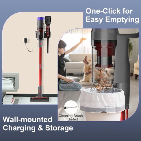 Cordless Stick Vacuum Cleaner, 55Mins Lightweight Vaccum with 250W Brushless Motor, LED Screen, Anti-Tangle Brush, 27KPA Rechargeable Wireless Vacuum Cleaner for Home Pet Hair Carpet Hard Floor in Saudi Arabia