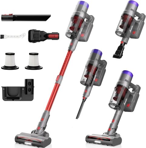 Cordless Stick Vacuum Cleaner, 55Mins Lightweight Vaccum with 250W Brushless Motor, LED Screen, Anti-Tangle Brush, 27KPA Rechargeable Wireless Vacuum Cleaner for Home Pet Hair Carpet Hard Floor in Saudi Arabia