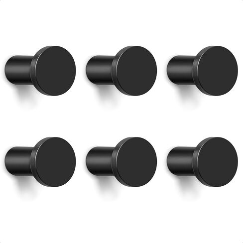 Metal Wall Hooks for Hanging,6 Coat Hooks Wall Mount,Heavy Duty Black Decorative Hooks for Cubicle Entryway,Bathroom Shower Hand Towel Hooks Hangers for Clothes Robe (Round) in Saudi Arabia