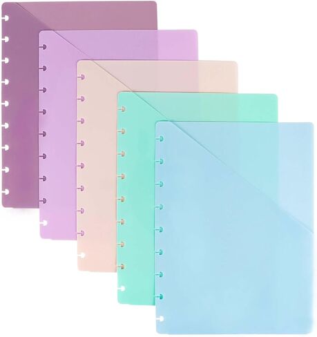 Discbound Dividers with Pockets Discbound Notebook 7x9.25'' Divider 9 Disc Bound Classic Size Planner Inserts Pocket 5pcs Plastic Index Dividers for Binder Folder Office in Saudi Arabia