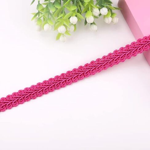 YYCRAFT Gimp Braid Trim 1/2 بوصة × 18 ياردة من The Yard زخرفة جديلة كلاسيكية منسوجة 12 مم، وردي فاقع in Saudi Arabia