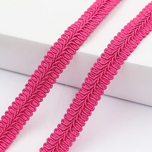 YYCRAFT Gimp Braid Trim 1/2 بوصة × 18 ياردة من The Yard زخرفة جديلة كلاسيكية منسوجة 12 مم، وردي فاقع in Saudi Arabia