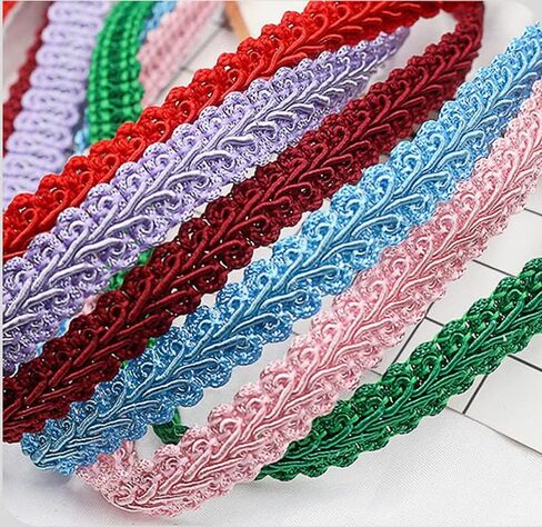 YYCRAFT Gimp Braid Trim 1/2 بوصة × 18 ياردة من The Yard زخرفة جديلة كلاسيكية منسوجة 12 مم، وردي فاقع in Saudi Arabia