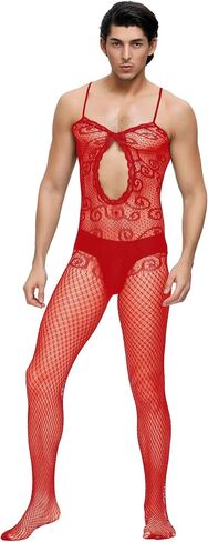 comeondear Sissy Lingerie for Men Stretch Lace Lingerie Sheer Mesh Fishnet Bodystocking One Piece Nightwear Bow in Kuwait
