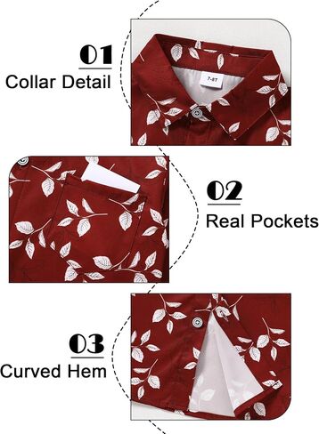 YALLET Boys Button Down Dress Shirt Long Sleeve Paisley Printed Shirts Hawaiian Casual Patterned Top for Kids 6-10T in Saudi Arabia