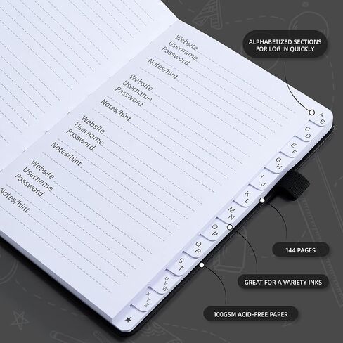 SZXEOE Password Keeper Book with Alphabetical Tabs, Password NoteBook for Seniors, Medium Size Address Book for Internet Website Log in Detail, Password Organizer Logbook for Home Office (Black) in Saudi Arabia