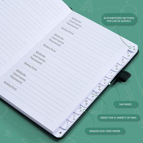 SZXEOE Password Keeper Book with Alphabetical Tabs, Password NoteBook for Seniors, Medium Size Address Book for Internet Website Log in Detail, Password Organizer Logbook for Home Office (Black) in Saudi Arabia