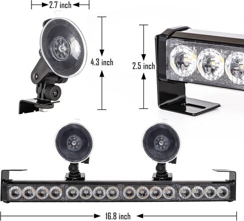 LE-JX Red/Blue 2 in 1 Emergency Strobe Light Bar 21 Flash Patterns Traffic Advisor Warning Hazard Windshield Safety Lights Bar with Cigar Lighter for Police Vehicles, Truck (2×16.8 inch, 32 Led) in Kuwait