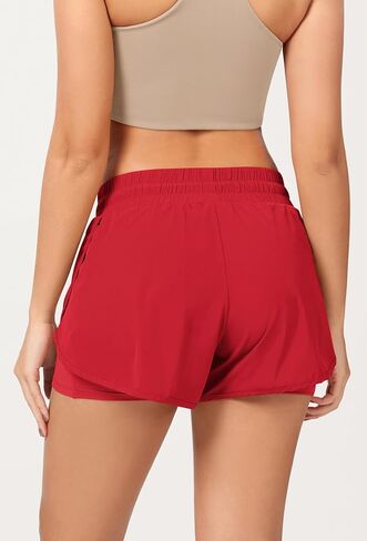 ODODOS 2 in1 Athletic Shorts for Women High Waist Dolphin Split Workout Running Shorts with Pockets in Kuwait