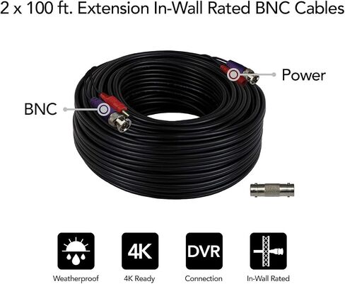 Night Owl 100 ft. in-Wall Rated Video/Power Camera Extension Cable with Extension Adapter (2-Pack) in Kuwait