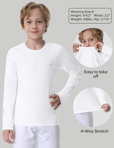 Ewedoos Boys Undershirts Thermal Shirts Youth Kids Compression Shirt Long Sleeve Fleece Lined Base Layer Baseball Soccer in Saudi Arabia