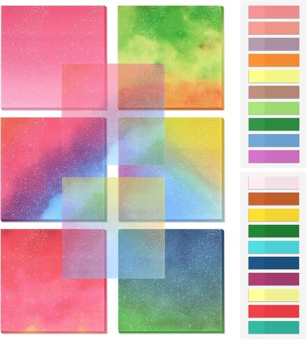 BAYTORY 500 Sheets Transparent Sticky Notes, 3 x 3 Glitter Clear Memo Pads, Translucent Self-Stick Index Tabs, See Through Self-Adhesive Note for Bible Accessories (Multicolor Gradient) in Saudi Arabia