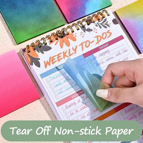BAYTORY 500 Sheets Transparent Sticky Notes, 3 x 3 Glitter Clear Memo Pads, Translucent Self-Stick Index Tabs, See Through Self-Adhesive Note for Bible Accessories (Multicolor Gradient) in Saudi Arabia