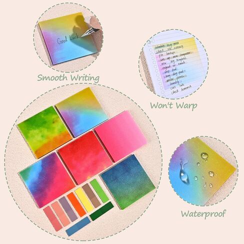 BAYTORY 500 Sheets Transparent Sticky Notes, 3 x 3 Glitter Clear Memo Pads, Translucent Self-Stick Index Tabs, See Through Self-Adhesive Note for Bible Accessories (Multicolor Gradient) in Saudi Arabia