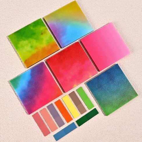 BAYTORY 500 Sheets Transparent Sticky Notes, 3 x 3 Glitter Clear Memo Pads, Translucent Self-Stick Index Tabs, See Through Self-Adhesive Note for Bible Accessories (Multicolor Gradient) in Saudi Arabia