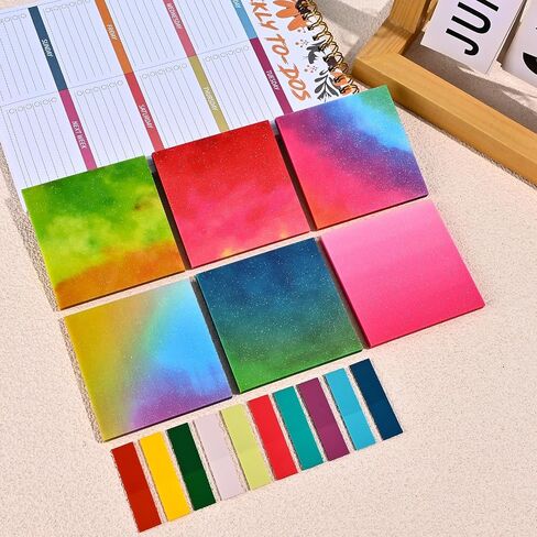 BAYTORY 500 Sheets Transparent Sticky Notes, 3 x 3 Glitter Clear Memo Pads, Translucent Self-Stick Index Tabs, See Through Self-Adhesive Note for Bible Accessories (Multicolor Gradient) in Saudi Arabia