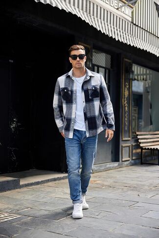 COOFANDY Mens Soft Flannel Jacket Casual Button Down Plaid Shirt Jackets Sherpa Lined Shacket With Pockets in Saudi Arabia