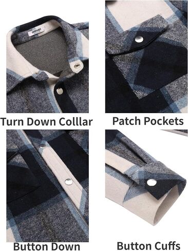 COOFANDY Mens Soft Flannel Jacket Casual Button Down Plaid Shirt Jackets Sherpa Lined Shacket With Pockets in Saudi Arabia
