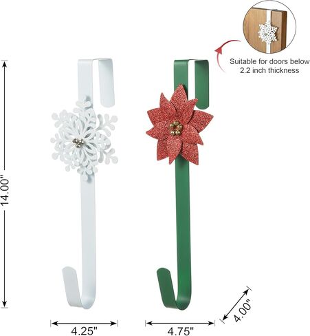 Glitzhome 3 Pcs Xmas Wreath Hangers for Front Door, Over The Door Metal Wreath Hanger Hooks with Santa, Elf, & Snowman, for Christmas Party Festival Decorations in Kuwait