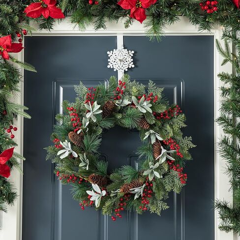 Glitzhome 3 Pcs Xmas Wreath Hangers for Front Door, Over The Door Metal Wreath Hanger Hooks with Santa, Elf, & Snowman, for Christmas Party Festival Decorations in Kuwait