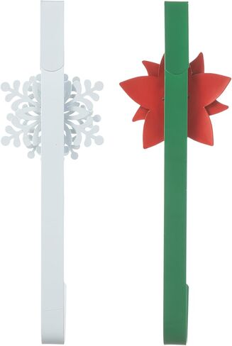 Glitzhome 3 Pcs Xmas Wreath Hangers for Front Door, Over The Door Metal Wreath Hanger Hooks with Santa, Elf, & Snowman, for Christmas Party Festival Decorations in Kuwait