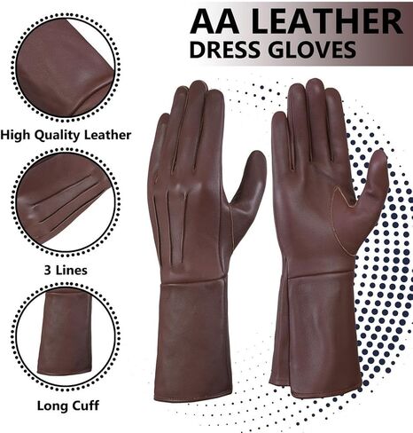 Men's Long Leather Gloves Medieval Renaissance Cosplay Swordsman Steampunk Unlined Leather Gauntlets in Kuwait