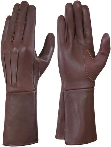 Men's Long Leather Gloves Medieval Renaissance Cosplay Swordsman Steampunk Unlined Leather Gauntlets in Kuwait