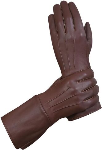 Men's Long Leather Gloves Medieval Renaissance Cosplay Swordsman Steampunk Unlined Leather Gauntlets in Kuwait