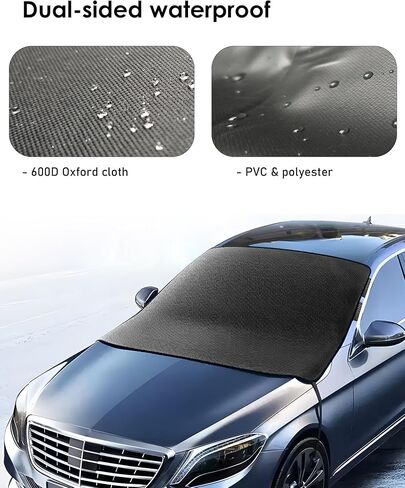 Windshield Cover for Ice/Snow [600D Oxford Fabric] Winter Protection Frost Snow Cover with Dual-Sided Waterproof PVC Heavy Duty Frost, Winter Protection for Car, Sedan, SUV, Trucks in Saudi Arabia