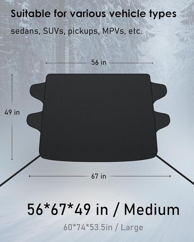 Windshield Cover for Ice/Snow [600D Oxford Fabric] Winter Protection Frost Snow Cover with Dual-Sided Waterproof PVC Heavy Duty Frost, Winter Protection for Car, Sedan, SUV, Trucks in Saudi Arabia
