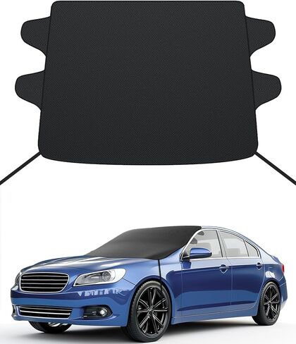Windshield Cover for Ice/Snow [600D Oxford Fabric] Winter Protection Frost Snow Cover with Dual-Sided Waterproof PVC Heavy Duty Frost, Winter Protection for Car, Sedan, SUV, Trucks in Saudi Arabia