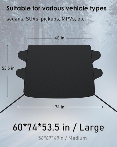 Windshield Cover for Ice/Snow [600D Oxford Fabric] Winter Protection Frost Snow Cover with Dual-Sided Waterproof PVC Heavy Duty Frost, Winter Protection for Car, Sedan, SUV, Trucks in Saudi Arabia