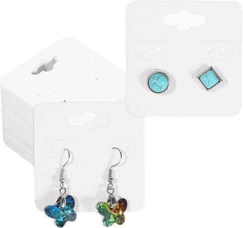 Tucnoeu 100Pcs Earring Display Cards Earring Cards with Holes kraft Earring Holders for Selling Earring Display Stand Earrings,Jewelry DIY Crafts Hanging Display Cards (2" x 2") in Saudi Arabia