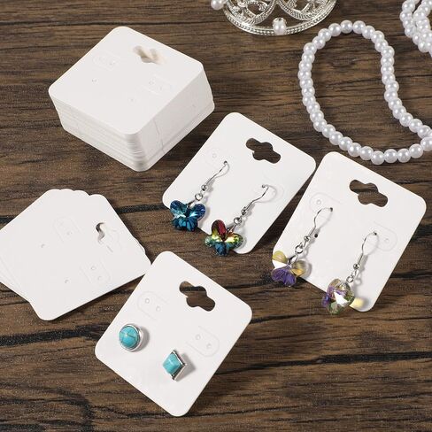 Tucnoeu 100Pcs Earring Display Cards Earring Cards with Holes kraft Earring Holders for Selling Earring Display Stand Earrings,Jewelry DIY Crafts Hanging Display Cards (2" x 2") in Saudi Arabia
