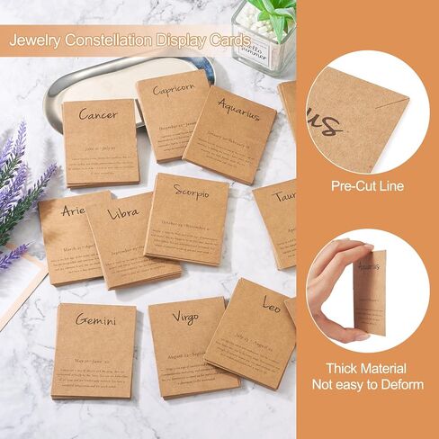 Beadthoven 120pcs 12 Constellation Necklace Display Cards Bracelet Jewelry Display Holders Kraft Paper Zodiac Message Birthday Gift Cards Chain Jewelry Packaging Cards for Selling Small Business in Saudi Arabia