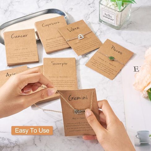 Beadthoven 120pcs 12 Constellation Necklace Display Cards Bracelet Jewelry Display Holders Kraft Paper Zodiac Message Birthday Gift Cards Chain Jewelry Packaging Cards for Selling Small Business in Saudi Arabia