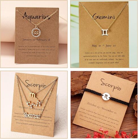 Beadthoven 120pcs 12 Constellation Necklace Display Cards Bracelet Jewelry Display Holders Kraft Paper Zodiac Message Birthday Gift Cards Chain Jewelry Packaging Cards for Selling Small Business in Saudi Arabia