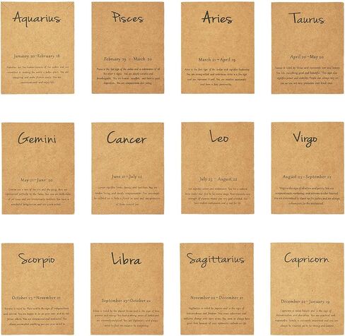 Beadthoven 120pcs 12 Constellation Necklace Display Cards Bracelet Jewelry Display Holders Kraft Paper Zodiac Message Birthday Gift Cards Chain Jewelry Packaging Cards for Selling Small Business in Saudi Arabia