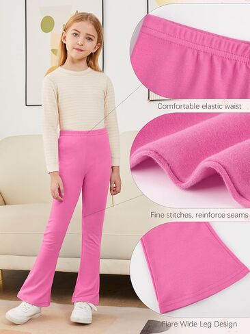 3 Pack Girls Flare Leggings Cotton Flare Pants for Girls High Waisted Boot Cut Yoga Pants Kids Bell Bottoms Leggings in Saudi Arabia