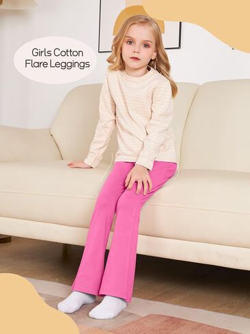 3 Pack Girls Flare Leggings Cotton Flare Pants for Girls High Waisted Boot Cut Yoga Pants Kids Bell Bottoms Leggings in Saudi Arabia