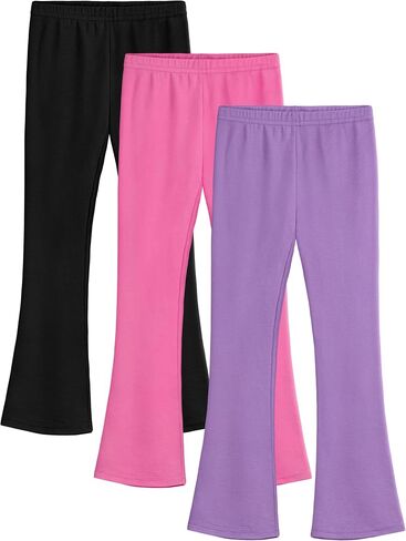 3 Pack Girls Flare Leggings Cotton Flare Pants for Girls High Waisted Boot Cut Yoga Pants Kids Bell Bottoms Leggings in Saudi Arabia