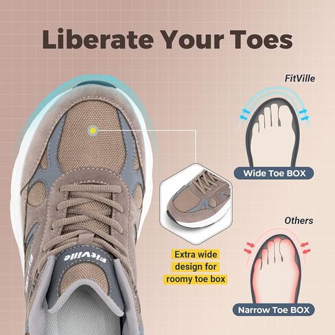 FitVille Wide Walking Shoes for Men Extra Wide Width Sneakers with Arch Support for Flat Feet Heel Pain Relief Plantar Fasciitis - Rebound NEO V1 in Saudi Arabia
