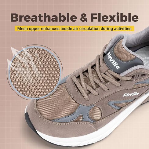 FitVille Wide Walking Shoes for Men Extra Wide Width Sneakers with Arch Support for Flat Feet Heel Pain Relief Plantar Fasciitis - Rebound NEO V1 in Saudi Arabia
