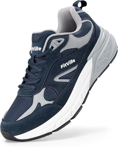 FitVille Wide Walking Shoes for Men Extra Wide Width Sneakers with Arch Support for Flat Feet Heel Pain Relief Plantar Fasciitis - Rebound NEO V1 in Saudi Arabia