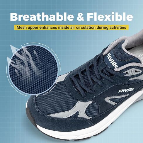 FitVille Wide Walking Shoes for Men Extra Wide Width Sneakers with Arch Support for Flat Feet Heel Pain Relief Plantar Fasciitis - Rebound NEO V1 in Saudi Arabia
