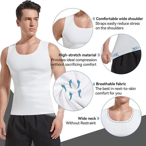 Men's Gynecomastia Compression Tank Top Shirts Slimming Body Shaper Vest Mens Workout Undershirt Shapewear in Saudi Arabia