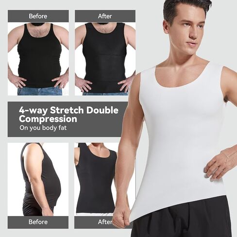 Men's Gynecomastia Compression Tank Top Shirts Slimming Body Shaper Vest Mens Workout Undershirt Shapewear in Saudi Arabia