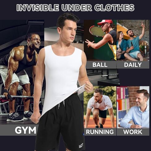 Men's Gynecomastia Compression Tank Top Shirts Slimming Body Shaper Vest Mens Workout Undershirt Shapewear in Saudi Arabia