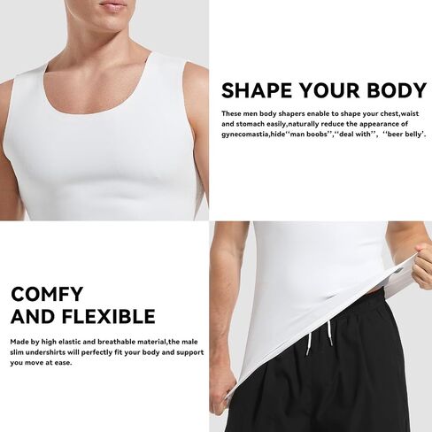 Men's Gynecomastia Compression Tank Top Shirts Slimming Body Shaper Vest Mens Workout Undershirt Shapewear in Saudi Arabia